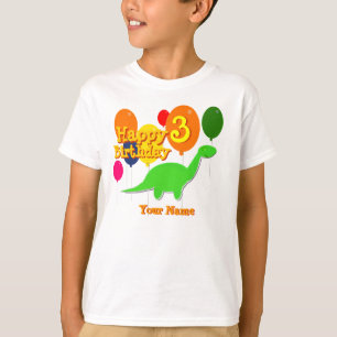 Happy Birthday Drie jaar ballon Dinosaur Shirt