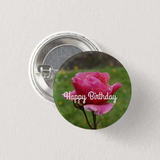 Happy Birthday Duet Roos #1 Pinback Button (Voorkant /achterkant)