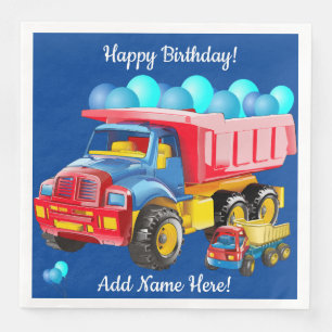 Happy Birthday Dump Trucks and Balloons Servet