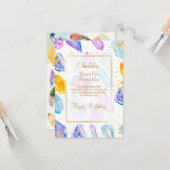 Happy Birthday edele Gem Crystals Kaart (Voorkant / Achterkant in situ)