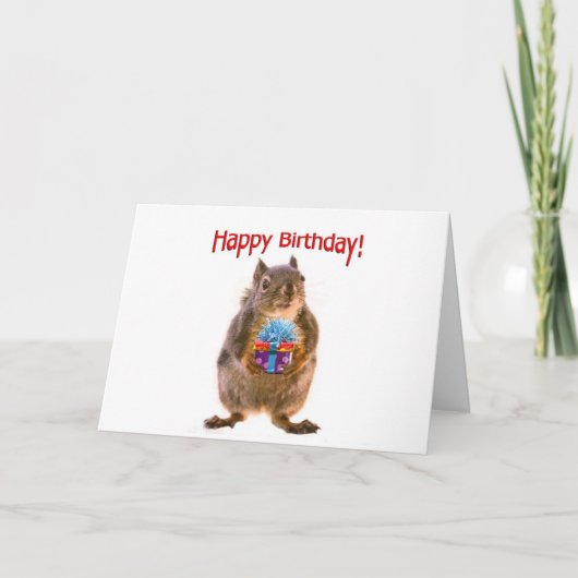 Happy Birthday Eekhoorn met Cadeau Kaart (Voorkant)