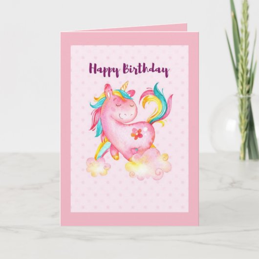 Happy Birthday Eenhoorn Kaart (Voorkant)