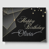 Happy Birthday– Elegant Black & Gold Birthday Gastenboek (Voorkant)