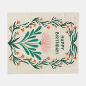 Happy Birthday Elegant Bloemen Lijst Fleece Deken (Voorkant (Horizontaal))