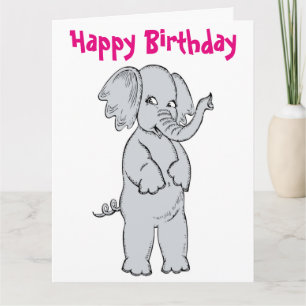 "HAPPY BIRTHDAY" ELEPHANT GIRL KAART
