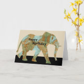 Happy Birthday Elephant Kaart (Gele Bloem)