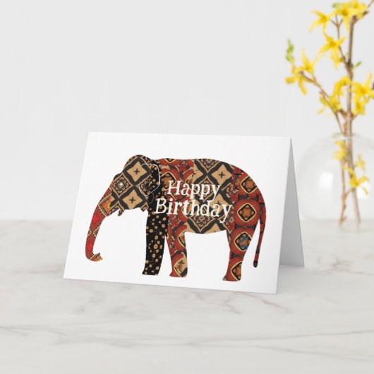 Happy Birthday Elephant Kaart (Gele Bloem)