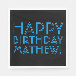 Happy Birthday (ELKE NAAM) | Blauw en zwart (of di Servet