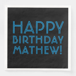 Happy Birthday (ELKE NAAM) | Blauw en zwart (of di Servet