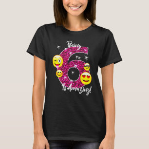 Happy Birthday Emoji T-Shirt voor 6-jarige meisjes
