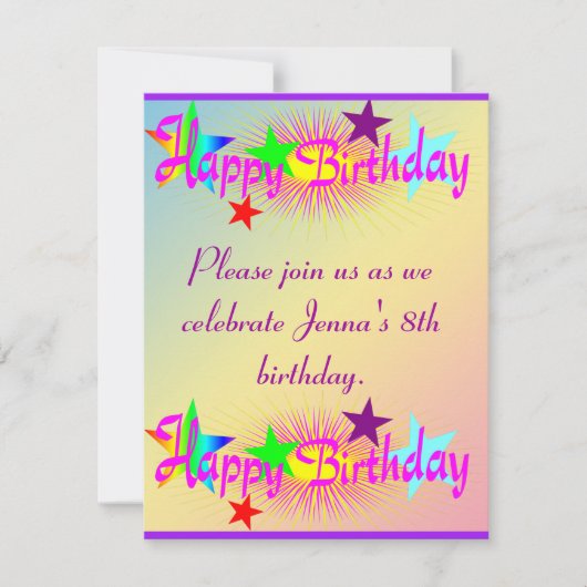 Happy Birthday en Stars - Kaart (Voorkant)