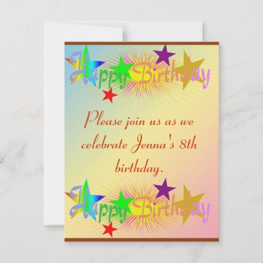 Happy Birthday en Stars - Kaart (Voorkant)