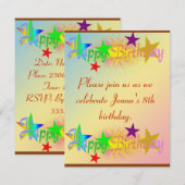 Happy Birthday en Stars - Kaart (Voorkant / Achterkant)