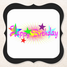 Happy Birthday en Stars - Kartonnen Onderzetters