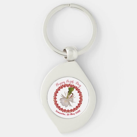 Happy Birthday Exotic Divine Bramha Lotus Wreath Sleutelhanger (Voorkant)
