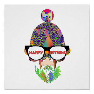 Happy Birthday Eyeglasses Nieuwheid Perfect Poster
