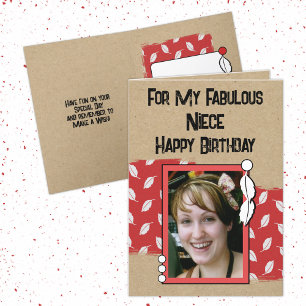 Happy Birthday fabulous niece voeg rood foto toe Kaart