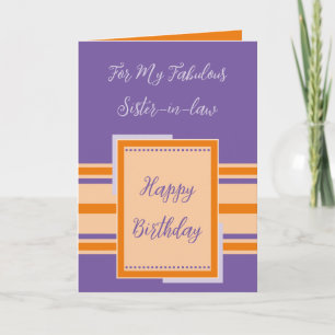 Happy Birthday fantastische schoonzus paarse Kaart