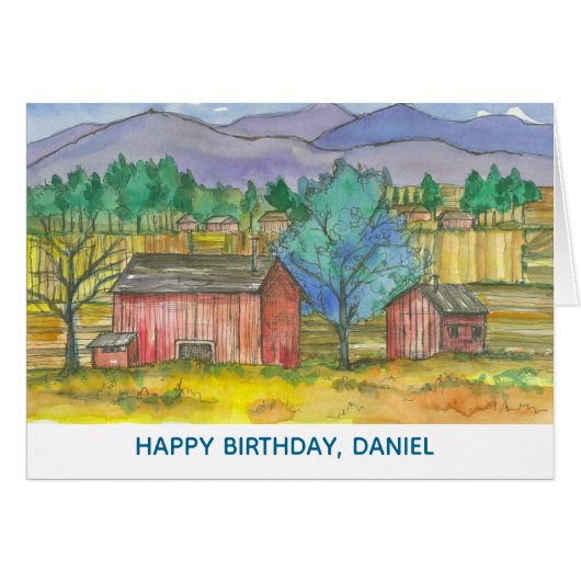 Happy Birthday Farmer Barns Fields Custom Name (Devant horizontal)