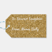 Happy Birthday Faux Gold Glitter Cadeaulabel (Achterkant Horizontaal)