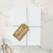 Happy Birthday Faux Gold Glitter Cadeaulabel (Met Touw)