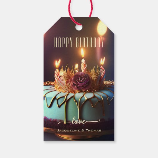 Happy Birthday Festive Cake Cadeaulabel (Achterkant)