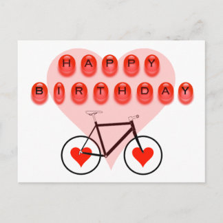 Happy Birthday Fietsen en harten Briefkaart