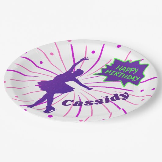 Happy Birthday Figuur die Gepersonaliseerd Skating Papieren Bordje (Gekanteld)