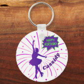 Happy Birthday Figuur die Gepersonaliseerd Skating Sleutelhanger (Voorkant)