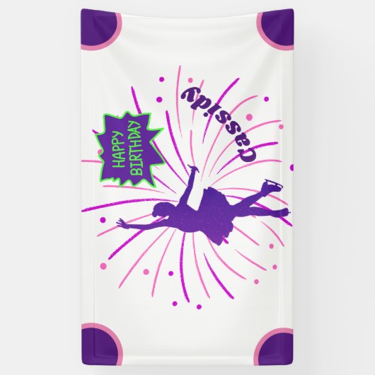 Happy Birthday Figuur die Gepersonaliseerd Skating Spandoek (Verticaal)