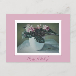 Happy Birthday fijne roze bloemen Kaart