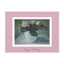 Happy Birthday fijne  roze bloemen Kaart