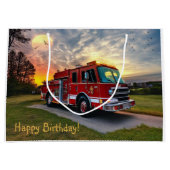 Happy Birthday Fire Engine Groot Cadeauzakje (Voorkant)