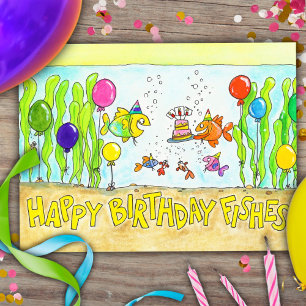 Happy Birthday Fishes Briefkaart
