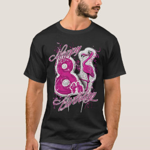 Happy Birthday Flamingo Balloon Girl 8 8th Y T-shirt