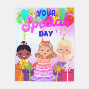 Happy Birthday Fleece Blanket Deken