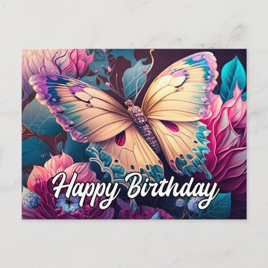 Happy Birthday Floating Butterfly Design Feestdagenkaart (Voorkant)