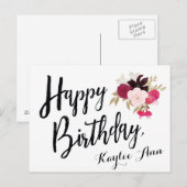 Happy Birthday Floral Briefkaart voor haar (Voorkant / Achterkant)