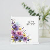 Happy Birthday Floral Card Feestdagenkaart (Staand voorkant)