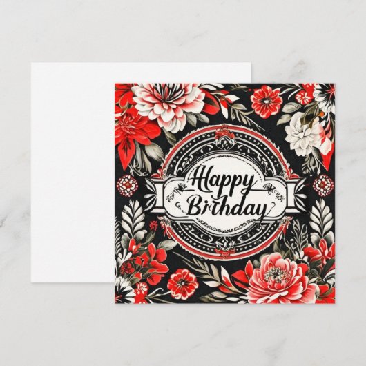 Happy Birthday Floral Card Feestdagenkaart (Voorkant / Achterkant)