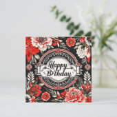 Happy Birthday Floral Card Feestdagenkaart (Staand voorkant)