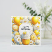 Happy Birthday Floral Card Feestdagenkaart (Staand voorkant)