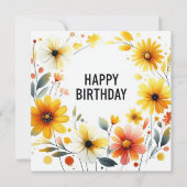 Happy Birthday Floral Card Feestdagenkaart (Voorkant)