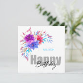 Happy Birthday Floral Kaart (Staand voorkant)