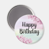 Happy Birthday  Floral  Pastel Magnet Magneet (Voorkant / Achterkant)