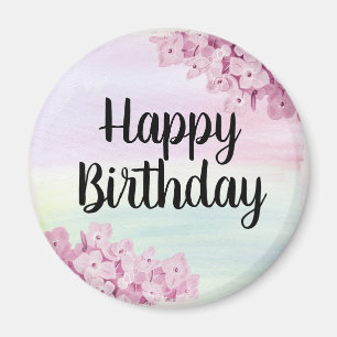 Happy Birthday Floral Pastel Magnet Magneet