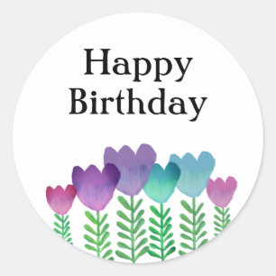  Happy Birthday Floral Ronde Sticker