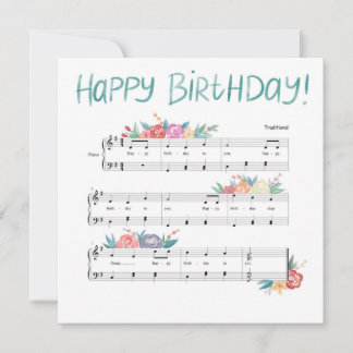 Happy Birthday Floral Sheet Music Kaart Notitiekaartje