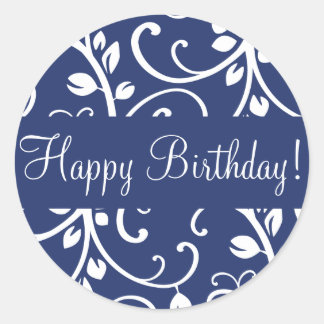 Happy Birthday Floral Vine Envelope Sticker Seal