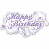 Happy Birthday Floral Violet Sticker (Voorkant)